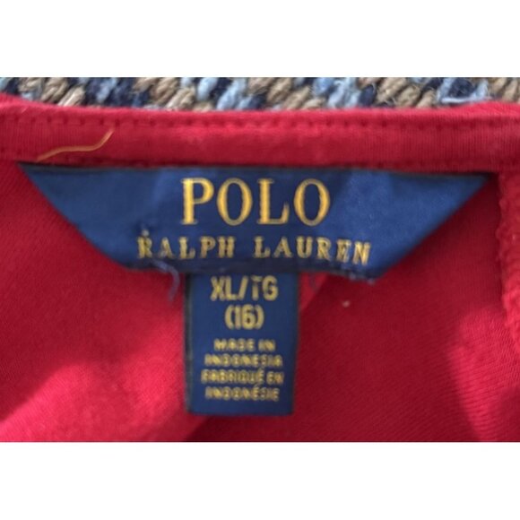 Polo Ralph Lauren Girls XL Red Short Sleeve Dress Gathered Skirt Back Button - Picture 7 of 8